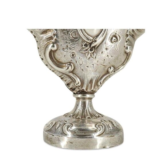 Rare Antique Set of 3 Ornate Rose Vases - Hanau Silver German Rococo 1800s - Picture 7 of 12